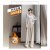 Thickened wide-leg pants for women 2024 autumn new style high-waisted, sagging, loose straight-leg pants, casual and laid-back, made of glutinous rice knit Specification image